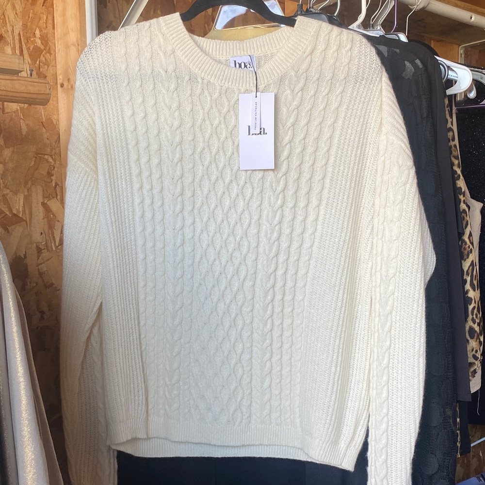 Classic Cream Cable Knit Sweater